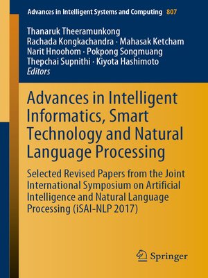 cover image of Advances in Intelligent Informatics, Smart Technology and Natural Language Processing
